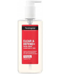 Neutrogena Clear & Defend+ Измивен гел за лице, 200 ml