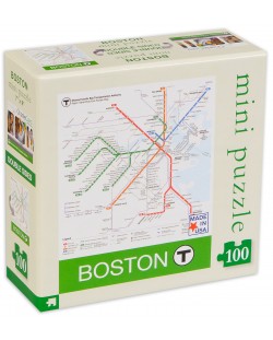 Двустранен мини пъзел New York Puzzle от 100 части - Карта на Бостън