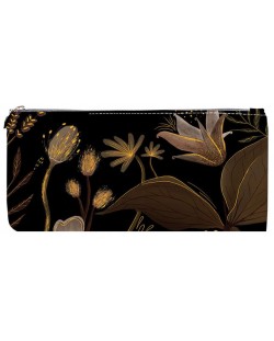 Несесер Victoria's Journals Florals - Златисто и черно, 1 цип