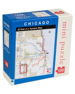 Мини пъзел New York Puzzle от 100 части - Карта на метрото, Чикаго