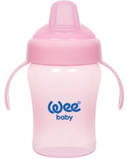 Неразливаща чаша с дръжки Wee Baby - Colorful, 240 ml, розова
