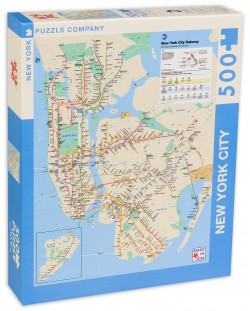 Пъзел New York Puzzle от 500 части - Карта на метрото, Ню Йорк