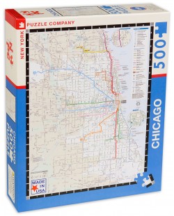 Пъзел New York Puzzle от 500 части - Транспортна карта, Чикаго