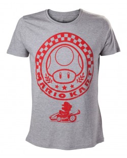 Тениска Nintendo - Mushroom Mario Kart, сива, размер L