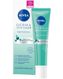 Nivea Derma Skin Clear Нощен ексфолиант за лице, 40 ml