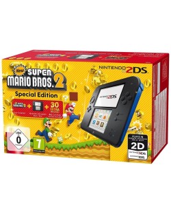 Nintendo 2DS + New Super Mario Bros. 2 - Black & Blue