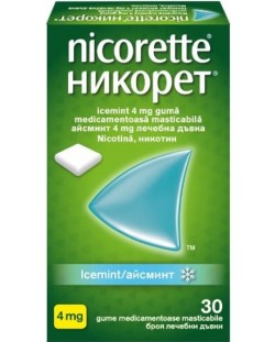 Никорет Айсминт Дъвки, 4 mg, 30 броя, Johnson & Johnson