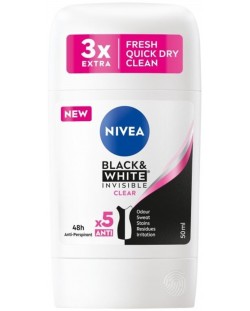 Nivea Стик против изпотяване Black & White, Clear, 50 ml