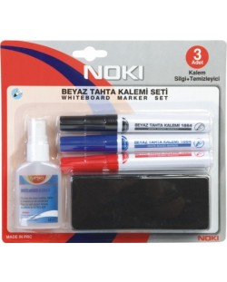 Комплект маркери и сет за почистване на бяла дъска – Noki
