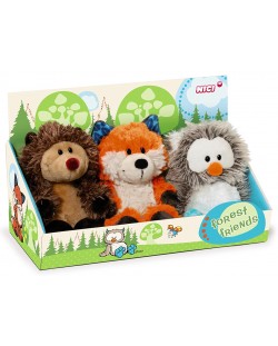 Комплект от три плюшени играчки Приятели от гората NICI - Таралеж, Лисица и Бухaл