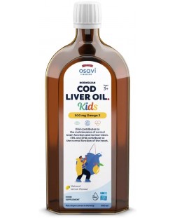 Norwegian Cod Liver Oil Kids, 500 mg, лимон, 500 ml, Osavi