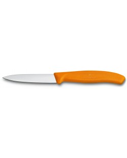 Нож за белене с гладко острие Victorinox - Swiss Classic, 8 cm, оранжев