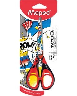 Ножици Maped - Tatoo Teens Soft, 16 cm, черна