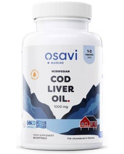 Norwegian Cod Liver Oil, 1000 mg, lemon, 90 гел капсули, Osavi