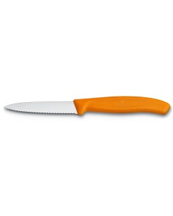 Нож за белене с назъбено острие Victorinox - Swiss Classic, 8 cm, оранжев