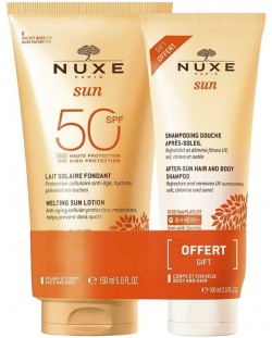 Nuxe Sun Комплект - Шампоан за след слънце и Лосион, SPF50, 100 + 150 ml (Лимитирано)