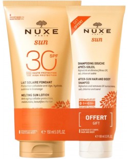 Nuxe Sun Комплект - Шампоан за след слънце и Лосион, SPF30, 100 + 150 ml (Лимитирано)