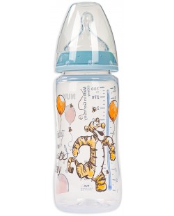 Шише Nuk First Choice - Disney, TC, със силиконов биберон, 300 ml, Синьо/Тигър с балон