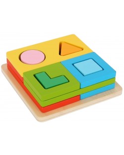 Образователна играчка Tooky Toy - Дървен сортер, Multi-shape