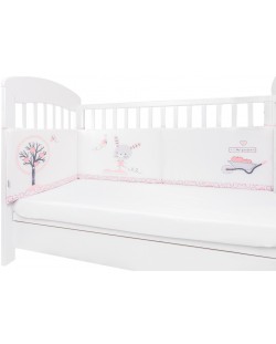 Обиколник за бебешко легло KikkaBoo - с дунапрен, 210 cm, Pink Bunny
