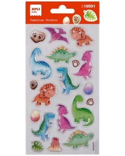 Обемни епокси стикери Apli Kids - Бебе динозаври, 20 броя