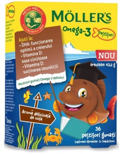 Omega-3 Желирани рибки за деца, кола, 36 броя, Mollers