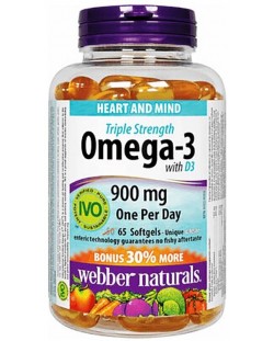Omega-3 Triple Stength, 900 mg, 65 софтгел капсули, Webber Naturals