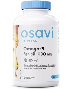 Omega-3 Fish Oil, 1000 mg, 180 гел капсули, Osavi
