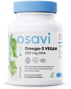 Omega-3 Vegan, 250 mg DHA, 60 гел капсули, Osavi