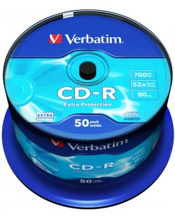 Оптичен носител Verbatim - CD-R 700MB 52X, Extra Protection Surface, 50 броя