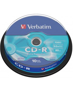 Оптичен носител Verbatim - CD-R 700MB 52X, Extra Protection Surface, 10 броя