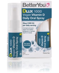 Dlux 1000 Орален спрей, Vegan Vitamin D, 15 ml, 100 дневни дози, Better You