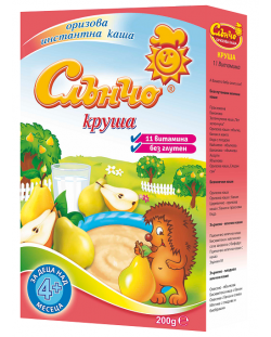 Оризова млечна каша Слънчо - Круша, 200 g