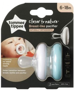 Ортодонтични залъгалки Tommee Tippee - Breast Like, 6-18 месеца, 2 броя