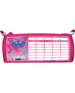 Овален несесер Lizzy Card Pink Butterfly - С програма