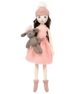 Парцалена кукла Design a Friend - С шапка с помпон и кученце, розова, 40 cm