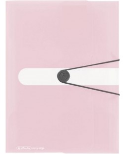 Папка Herlitz - Pastell, с ластик и три капака, розова