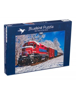 Пъзел Bluebird от 1500 части - Червен влак в снега
