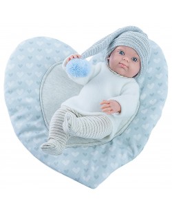 Кукла-бебе Paola Reina Mini Pikolines - С постелка сърце, момченце, 32 cm