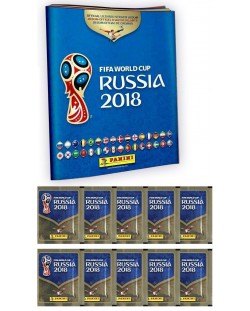 Пакет албум за стикери Panini FIFA World Cup Russia 2018 + 10 пакета със стикери Panini (общо 50 стикера)