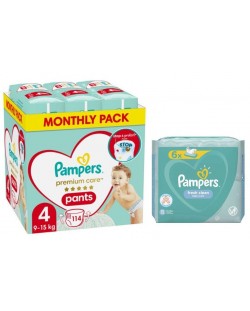 Памперс гащи Pampers Premium Care Размер 4, 114 броя мокри