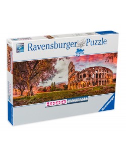 Панорамен пъзел Ravensburger от 1000 части - Залез при Колизеума