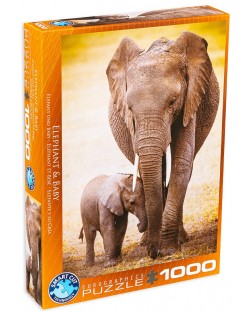 Пъзел Eurographics от 1000 части - Слон и малкото му
