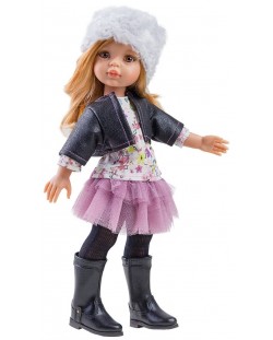 Комплект дрехи за кукла Paola Reina - Късо яке и пухкава шапка, 32 cm