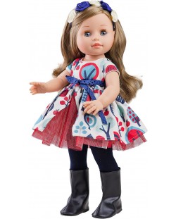 Кукла Paola Reina Soy Tú - Ема, с рокля с червен тюл, 42 cm
