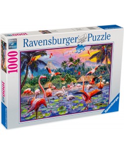Пъзел Ravensburger от 1000 части - Розови фламингота