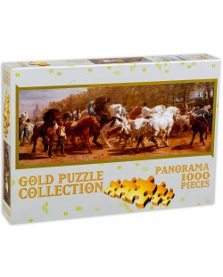 Панорамен пъзел Gold Puzzle от 1000 части - Изложение на коне