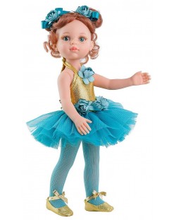 Кукла Paola Reina Amigas - Кристи, с балетно трико в синьо и златисто, 32 cm