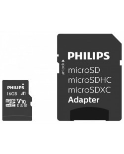 Памет Philips, Micro SDHC, 16GB, Class10, 80MB/s