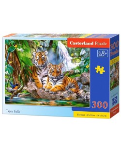Пъзел Castorland от 300 части - Тигри край водопада